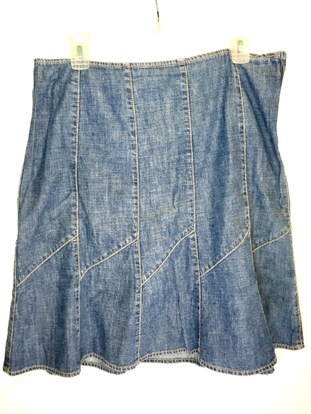 Vintage Denim Panel Skirt by Janeville -12-